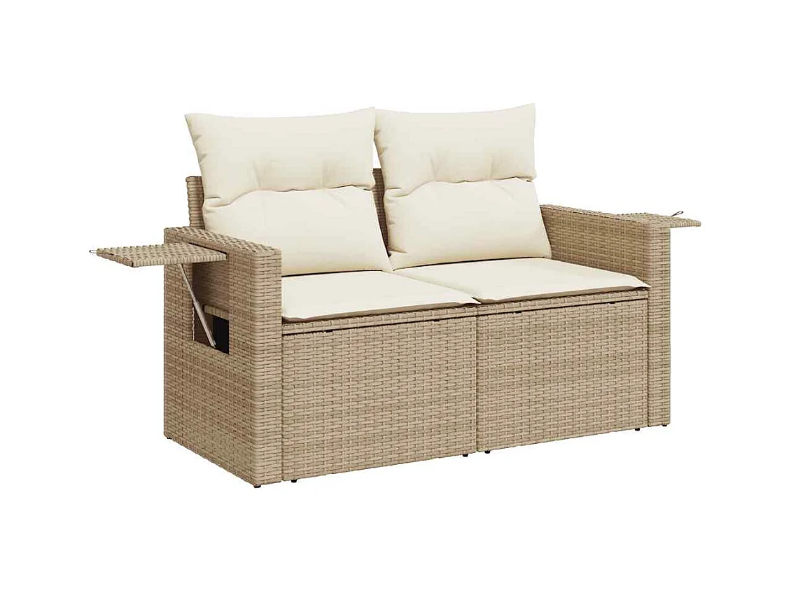 Salon de jardin avec coussins 6 pcs beige résine tressée