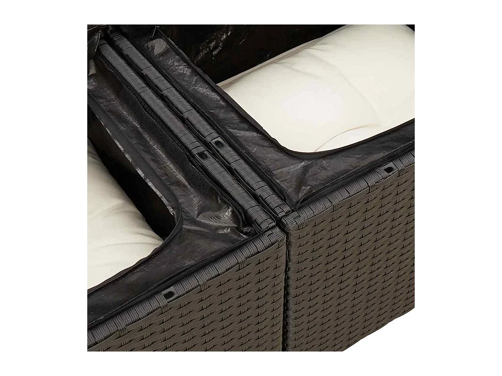 5 pcs conjunto sofás de jardim com almofadões acácia e vime PE