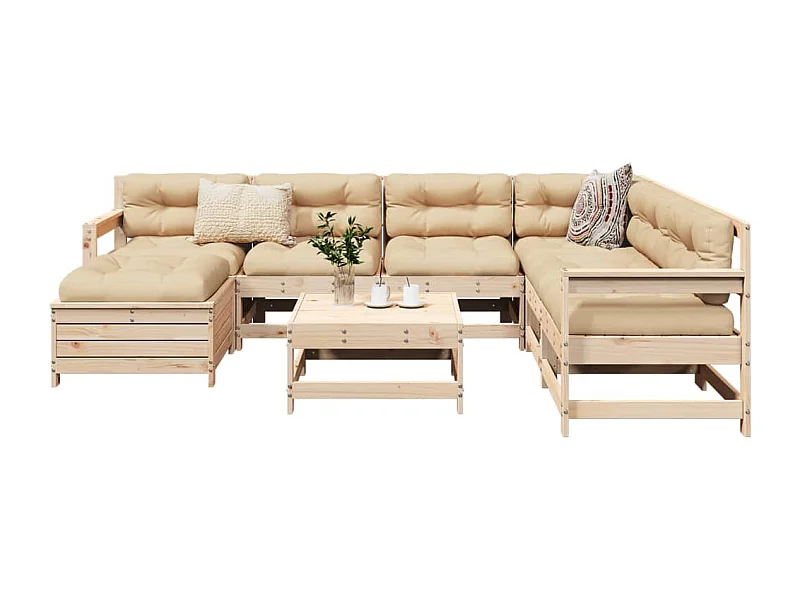 8-tlg. Garten-Sofagarnitur Massivholz Kiefer