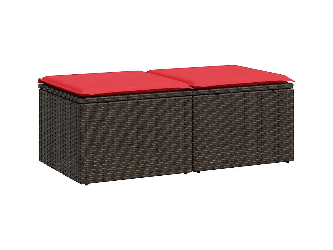 2-tlg. Garten-Sofagarnitur mit Kissen Braun Poly Rattan Akazie