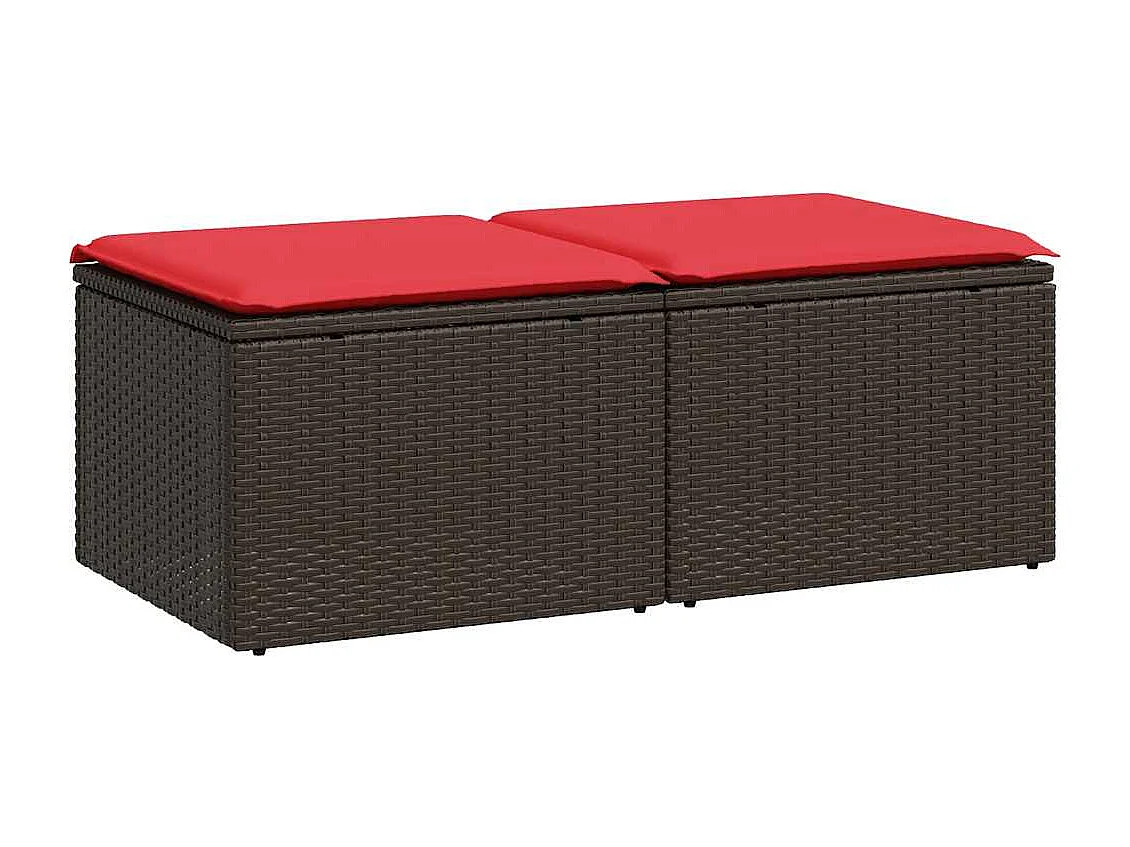 Salon de jardin avec coussins 2pcs marron résine tressée acacia