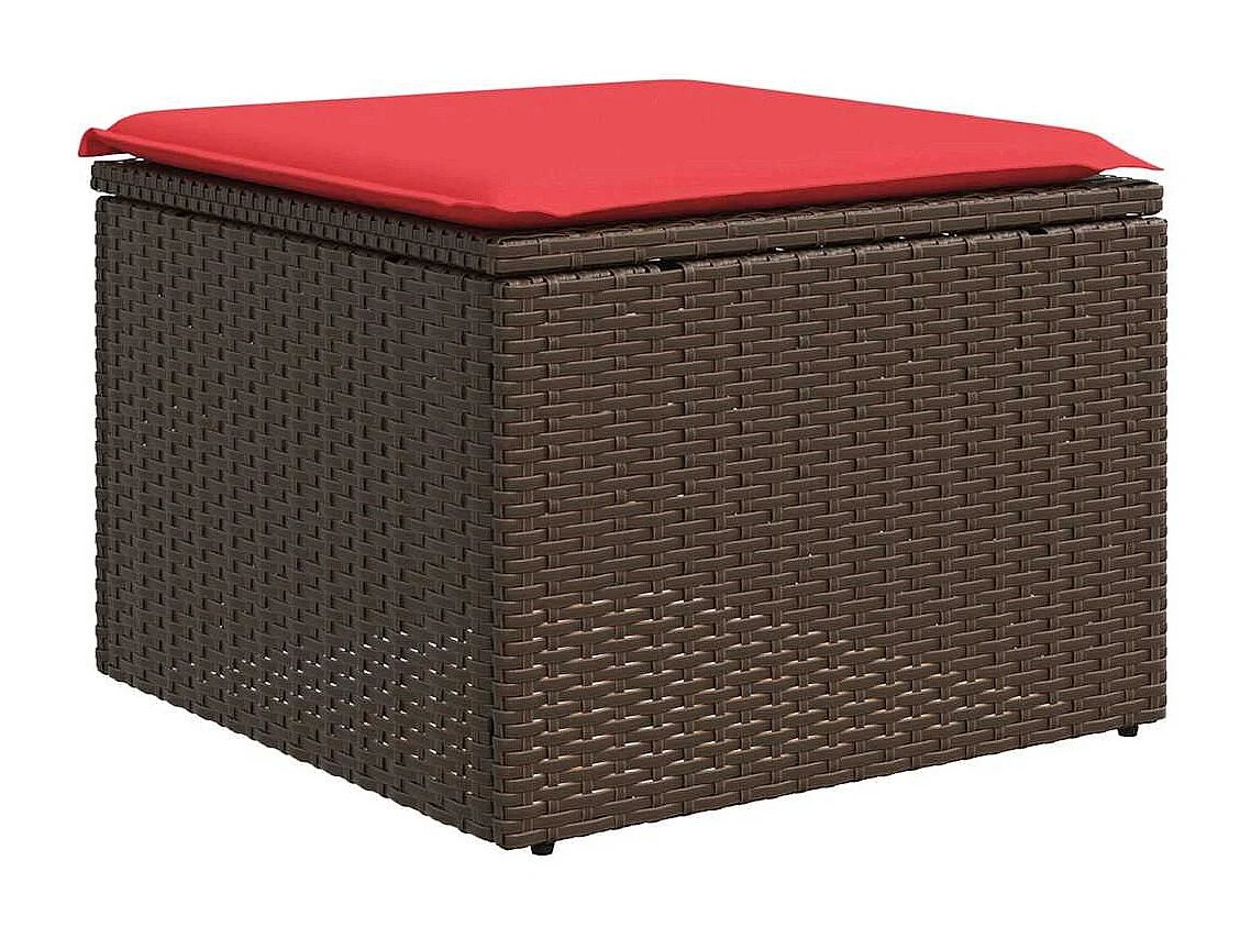 Salon de jardin avec coussins 2pcs marron résine tressée acacia