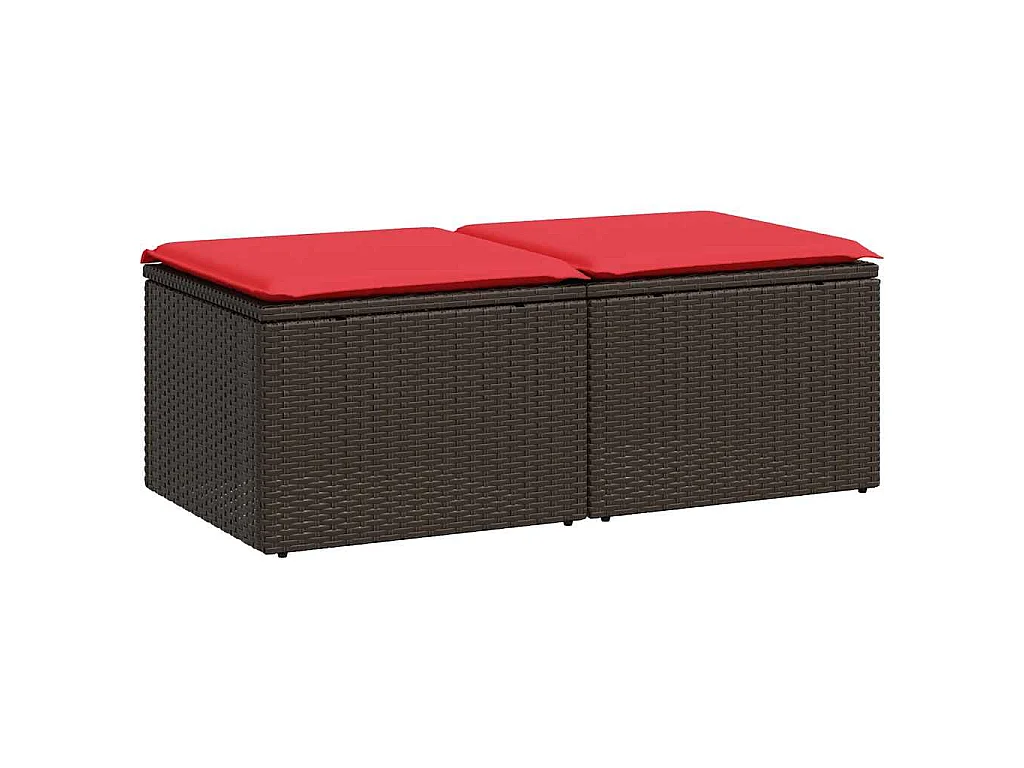 Set sofás jardín y cojines 2 pzas ratán sintético acacia marrón