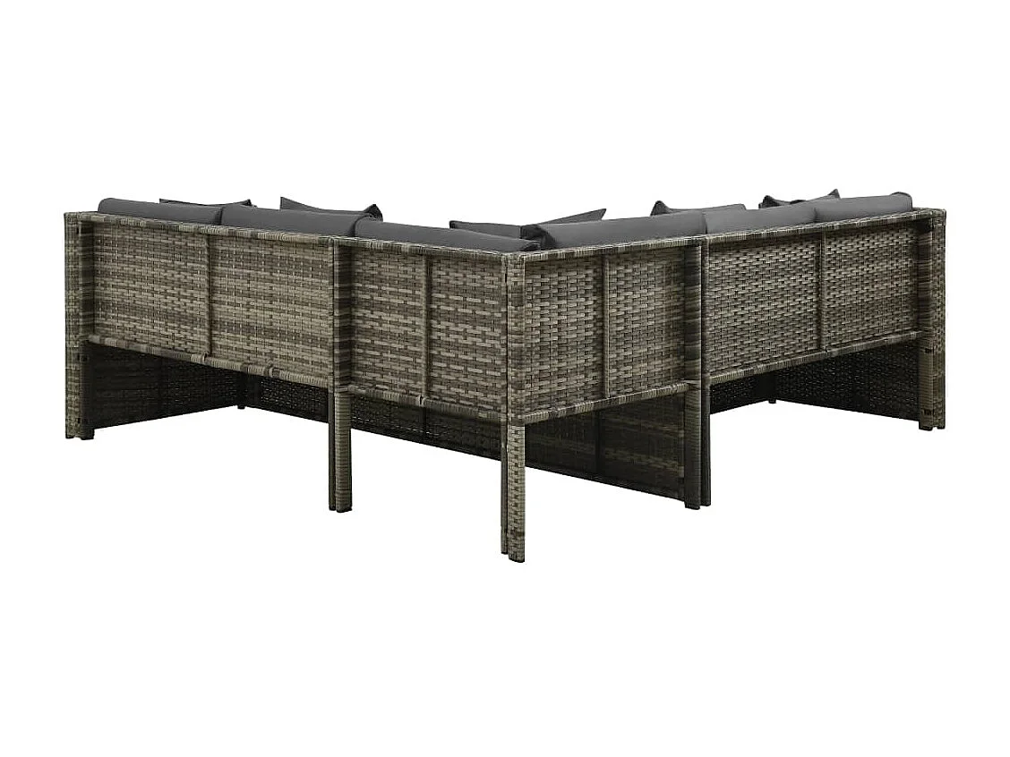 Set de sofás de jardín 4 piezas y cojines ratán sintético gris