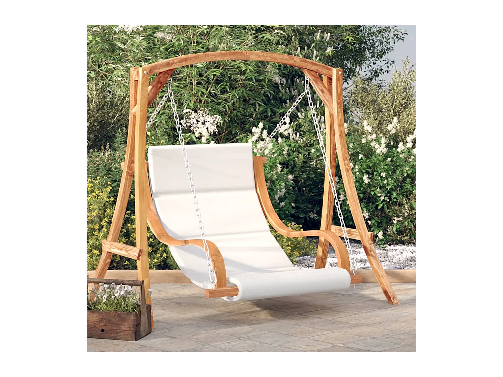 Chaise balançoire avec coussin bois d'épicéa avec finition teck