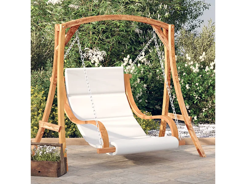 Chaise balançoire avec coussin bois d'épicéa avec finition teck