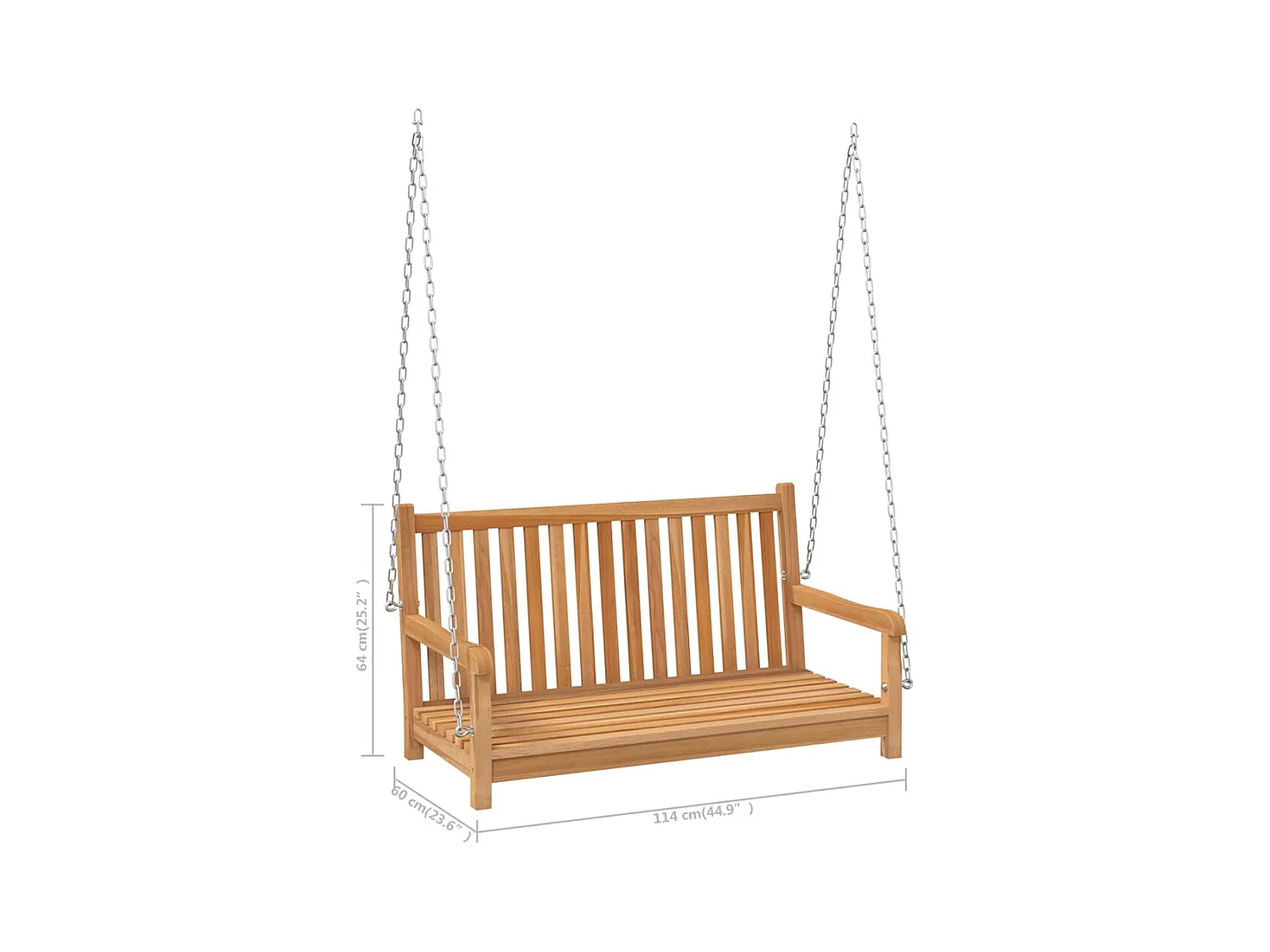 Banco balancín de madera maciza de teca 114x60x64 cm