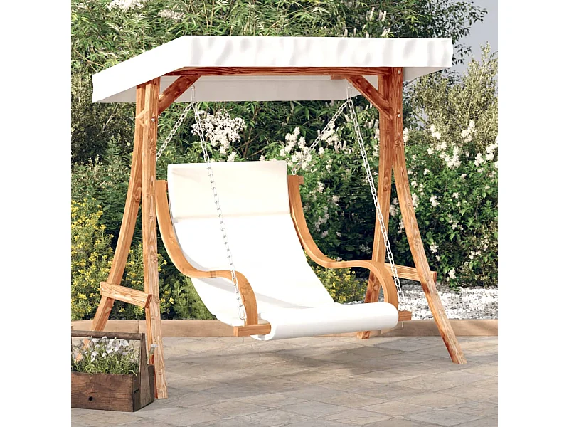 Hollywoodschaukel mit Auflage und Dach Massivholz Fichte