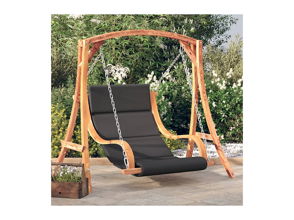 Columpio con cojín madera maciza abeto con acabado de teca