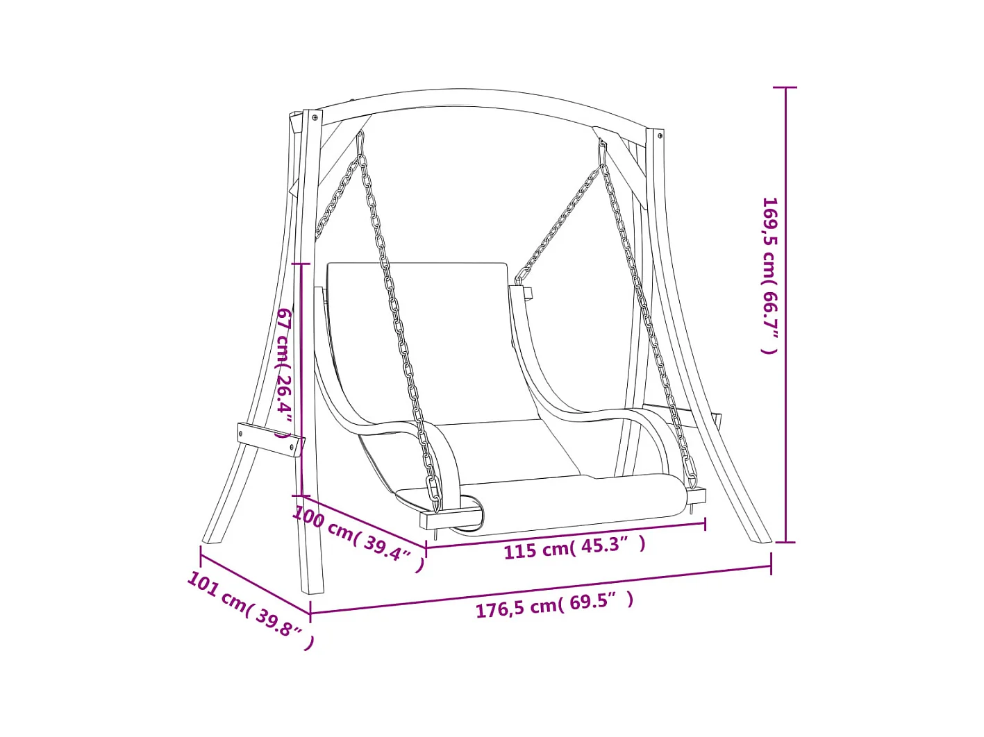 Columpio con cojín madera maciza abeto con acabado de teca