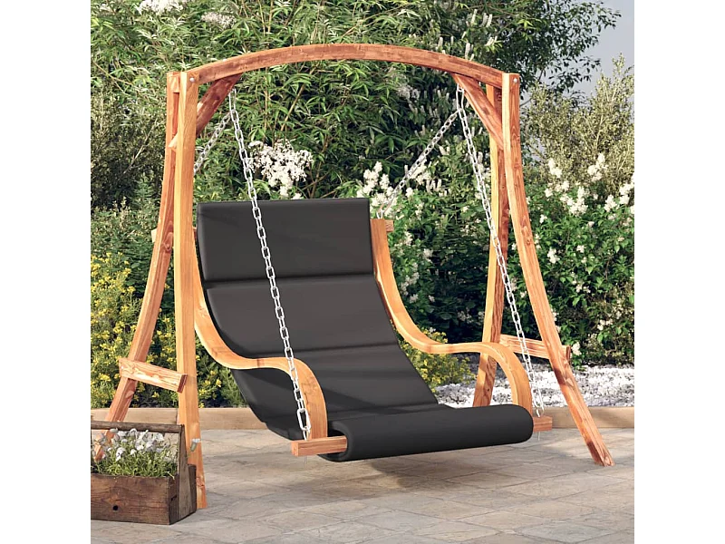 Hollywoodschaukel mit Auflage Massivholz Fichte mit Teak-Finish