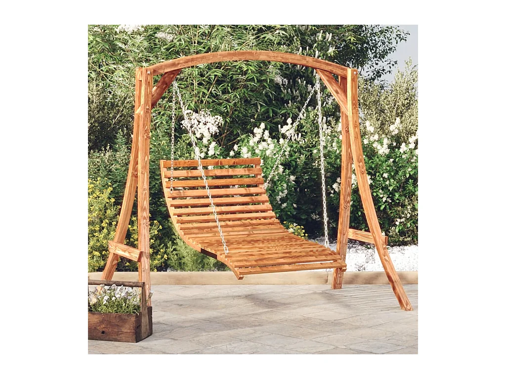 Hollywoodschaukel Massivholz Fichte mit Teak-Finish