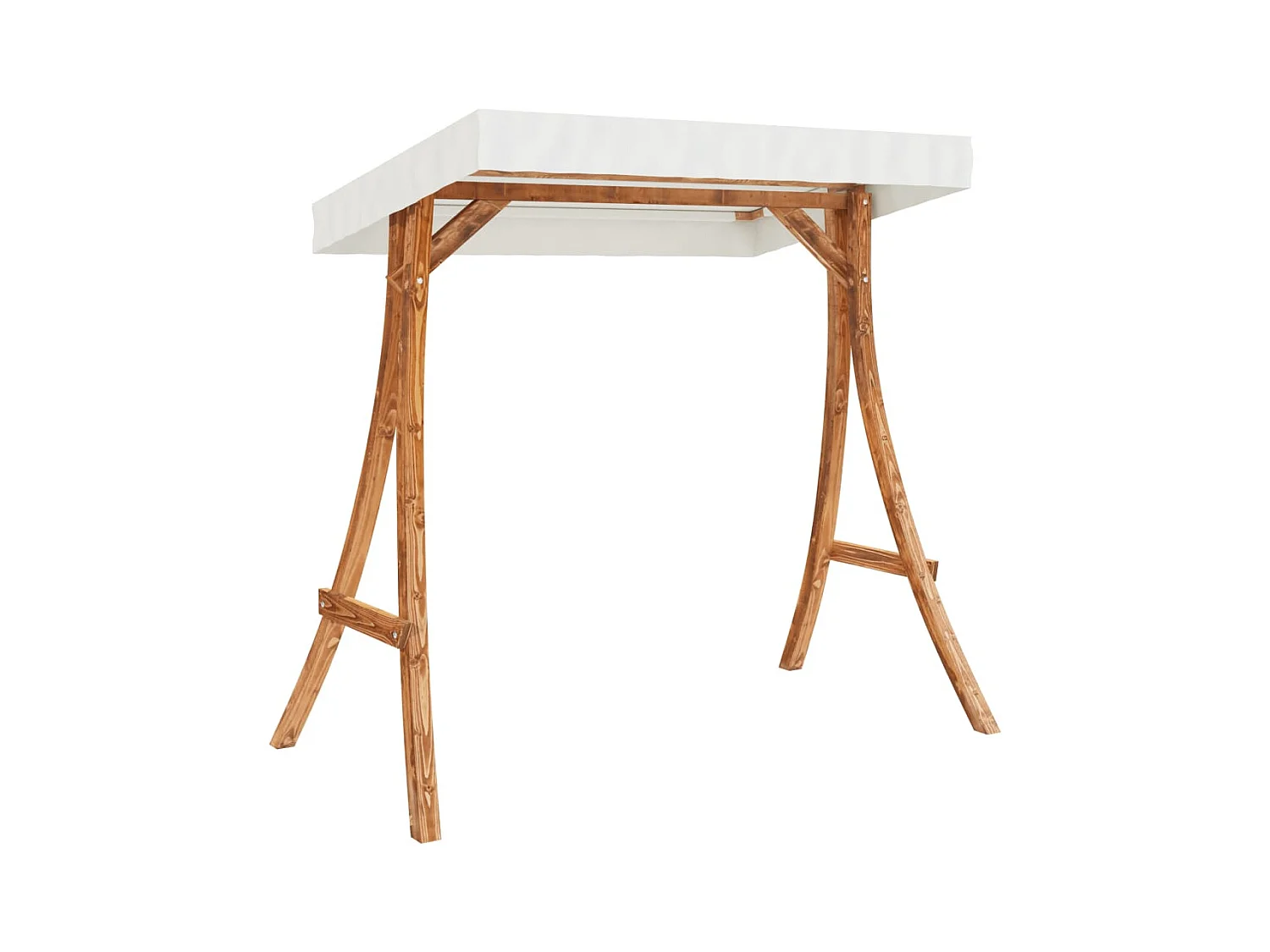 Tumbona columpio con toldo madera maciza abeto acabado de teca