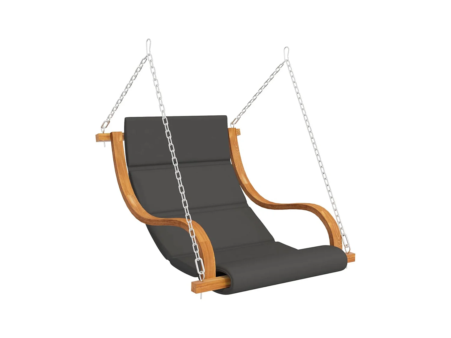 Columpio con cojín y toldo madera maciza de abeto