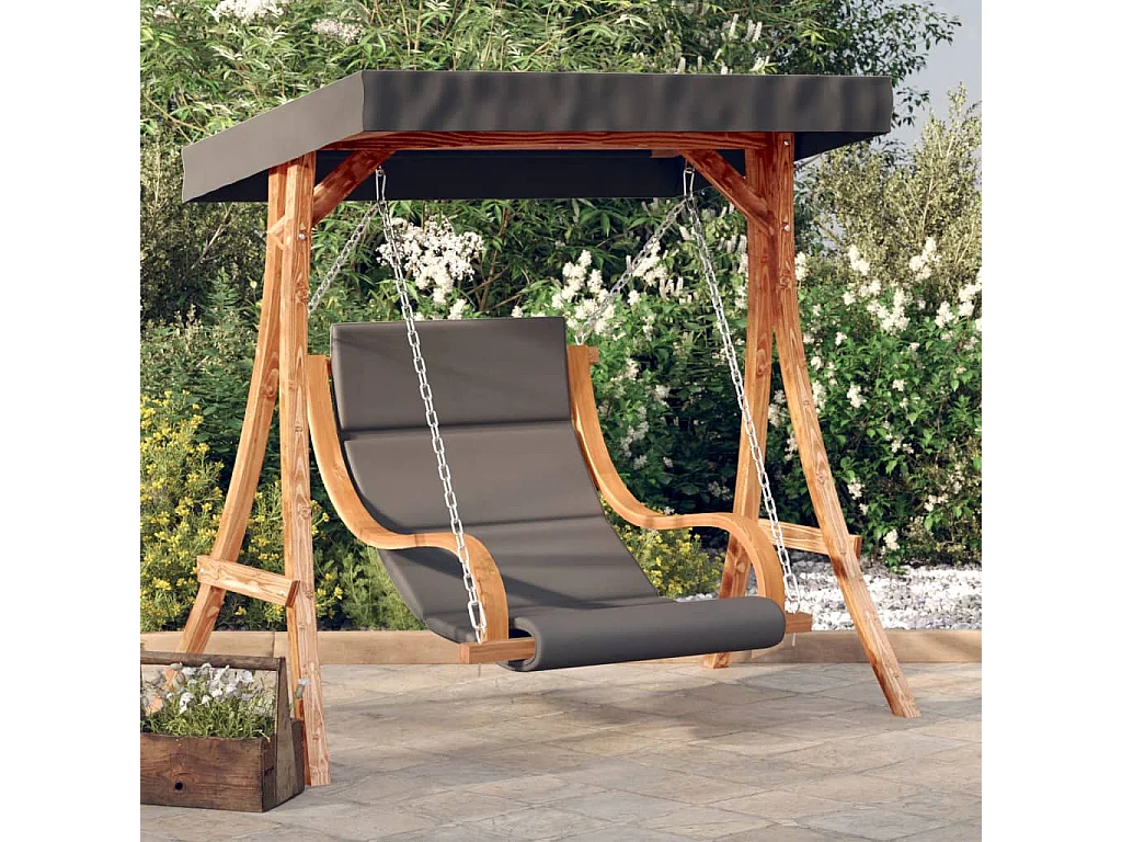 Hollywoodschaukel mit Auflage und Dach Massivholz Fichte