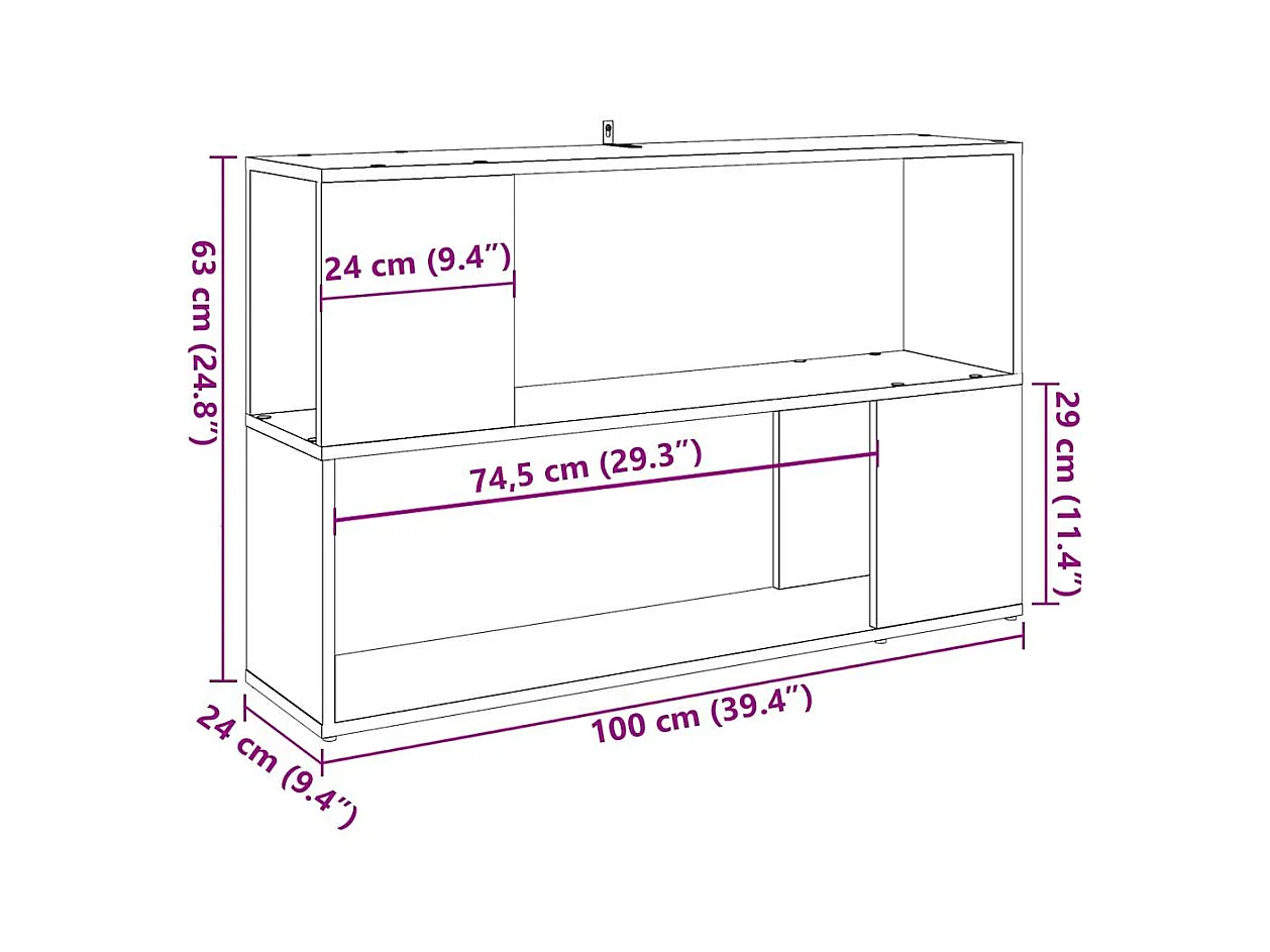Libreria Legno Antico 100x24x63 cm in Truciolato