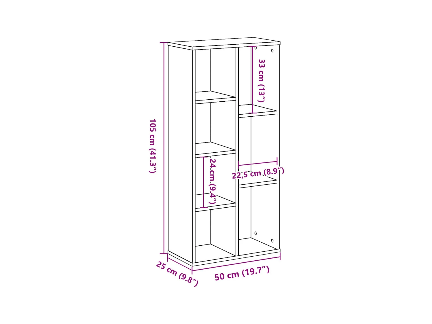 Bibliothèque chêne sonoma 50x25x105 cm bois d'ingénierie