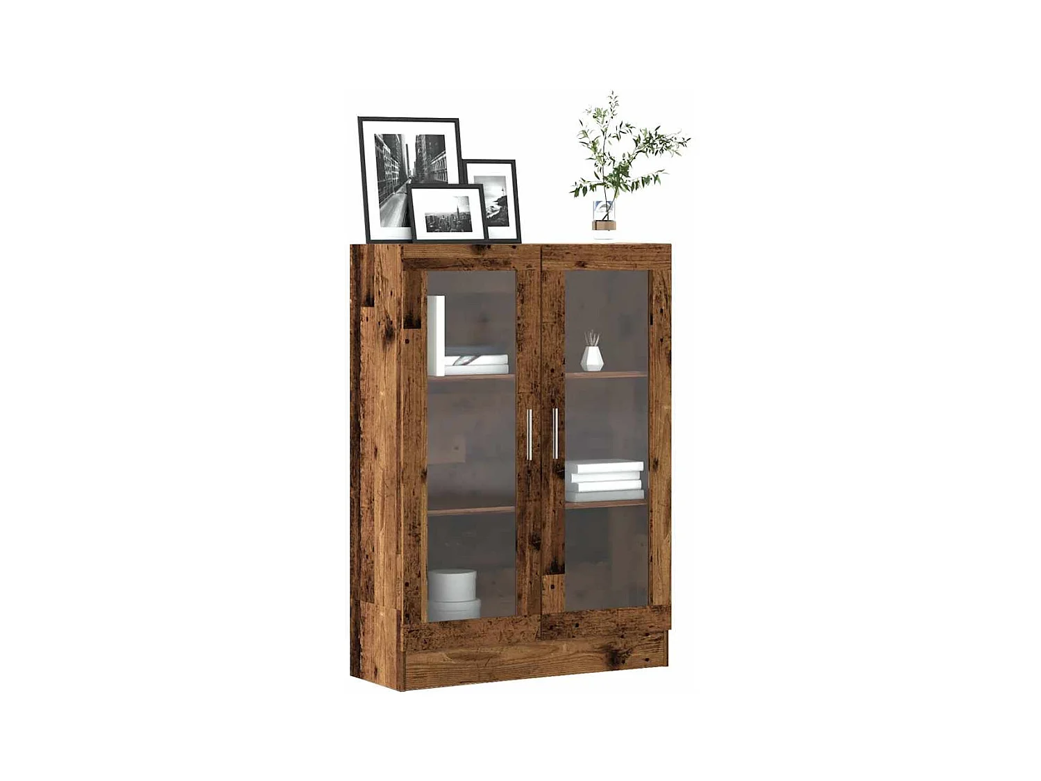 Boekenkast 82,5x30,5x115 cm bewerkt hout oud houtkleurig