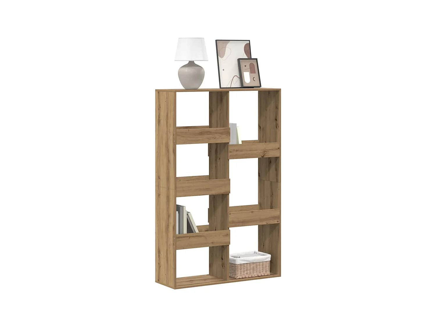 Boekenkast 100x33x155,5 cm bewerkt hout artisanaal eikenkleurig