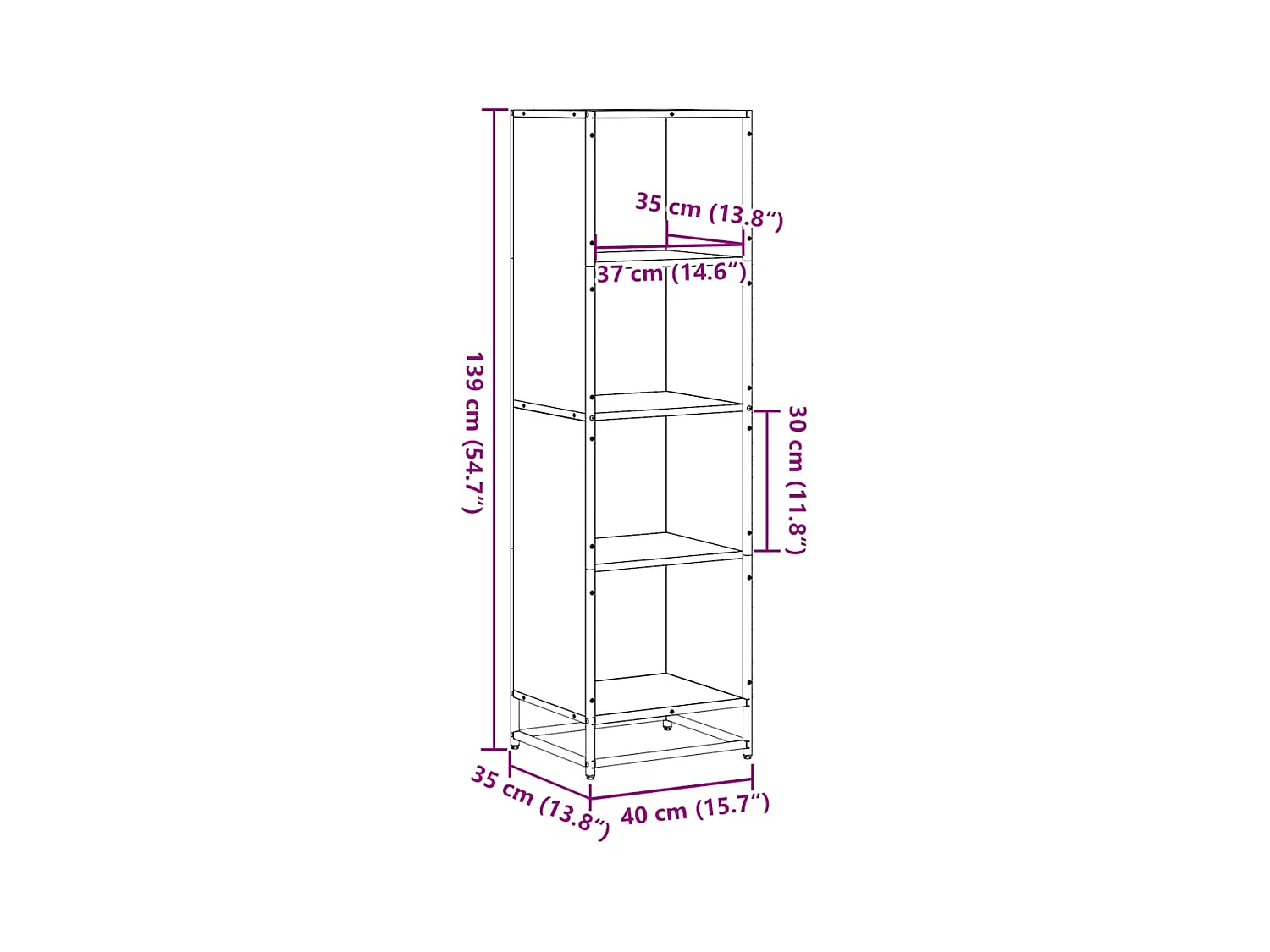 Bücherregal Grau Sonoma 40x35x139 cm Holzwerkstoff