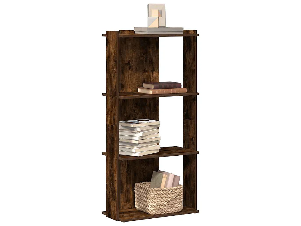 Libreria a 3 Ripiani Rovere Fumo 60x30x120 cm Legno Multistrato