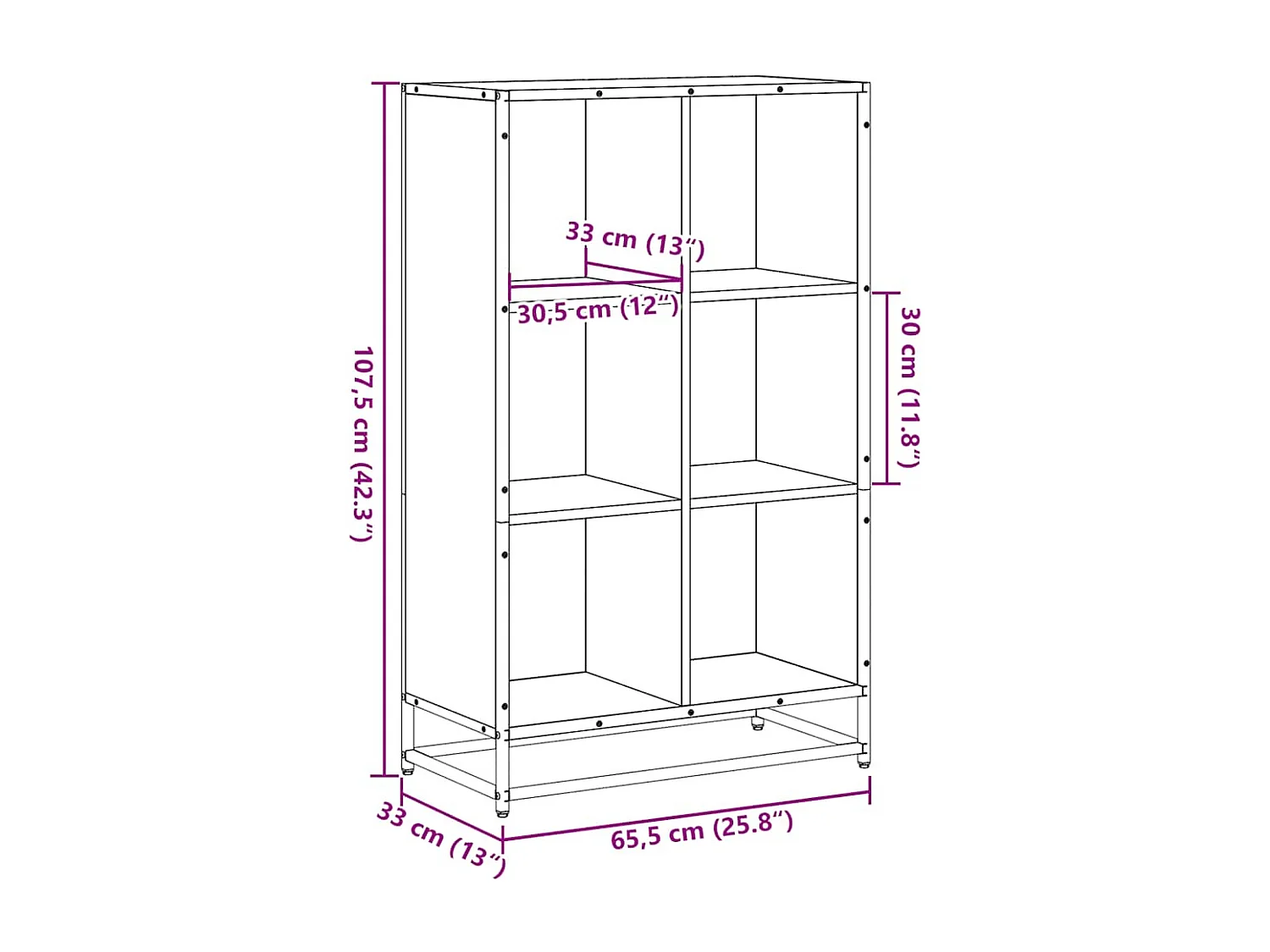 Bibliothèque chêne marron 65,5x33x107,5 cm bois d'ingénierie