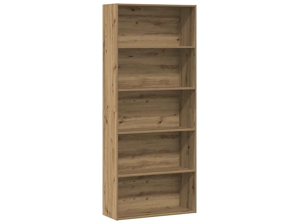 Boekenkast 80x30x189 cm bewerkt hout artisanaal eikenkleur