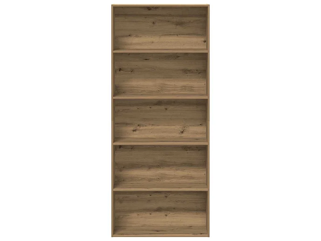 Boekenkast 80x30x189 cm bewerkt hout artisanaal eikenkleur