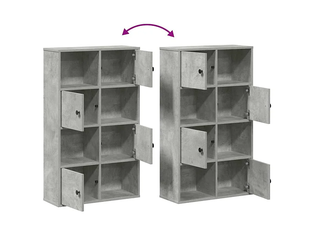 Bibliothèque gris béton 60x24x101,5 cm bois d'ingénierie