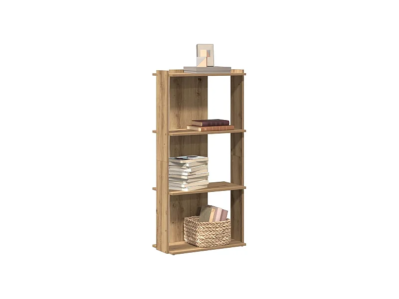 Bibliothèque à 3 niveaux chêne artisanal 60x30x120 cm