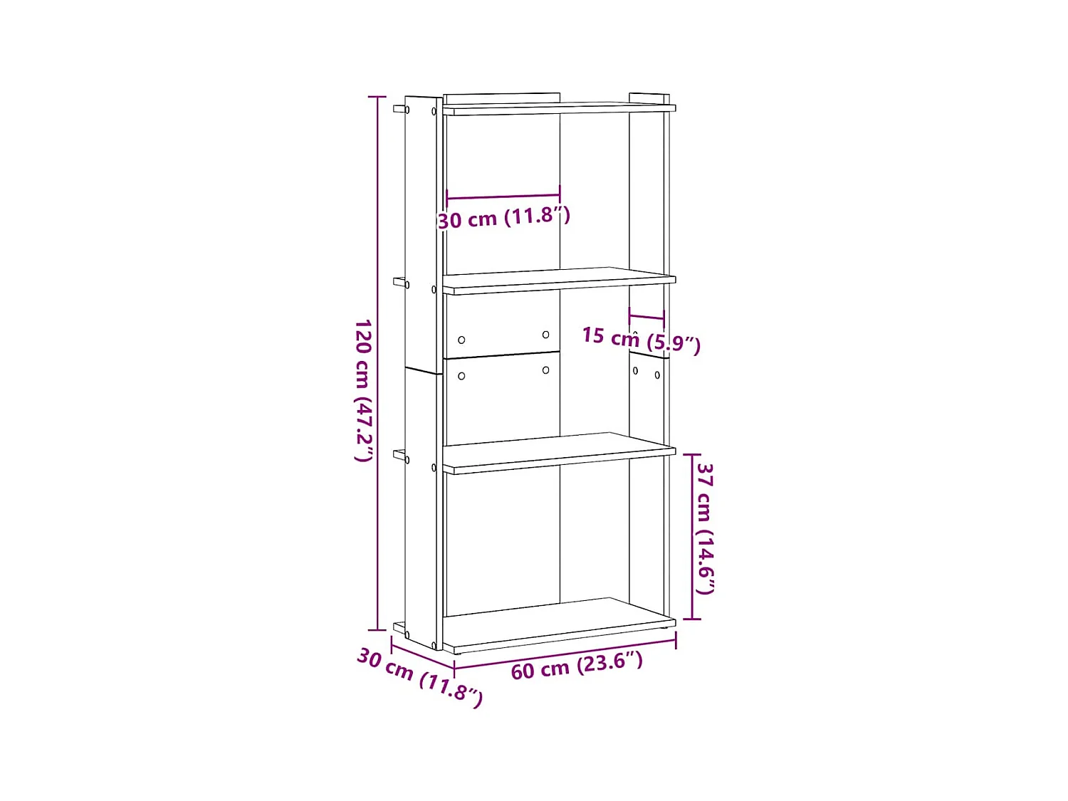 Bücherregal 3 Böden Artisan-Eiche 60x30x120 cm Holzwerkstoff