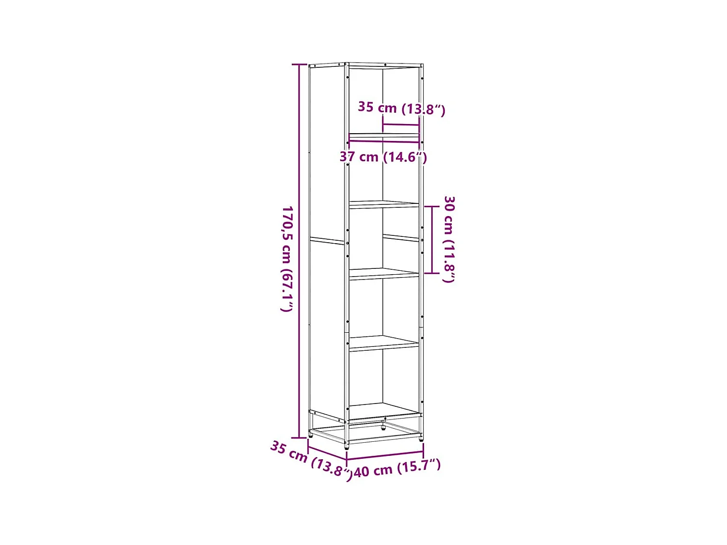 Bücherregal Sonoma-Eiche 40x35x170,5 cm Holzwerkstoff