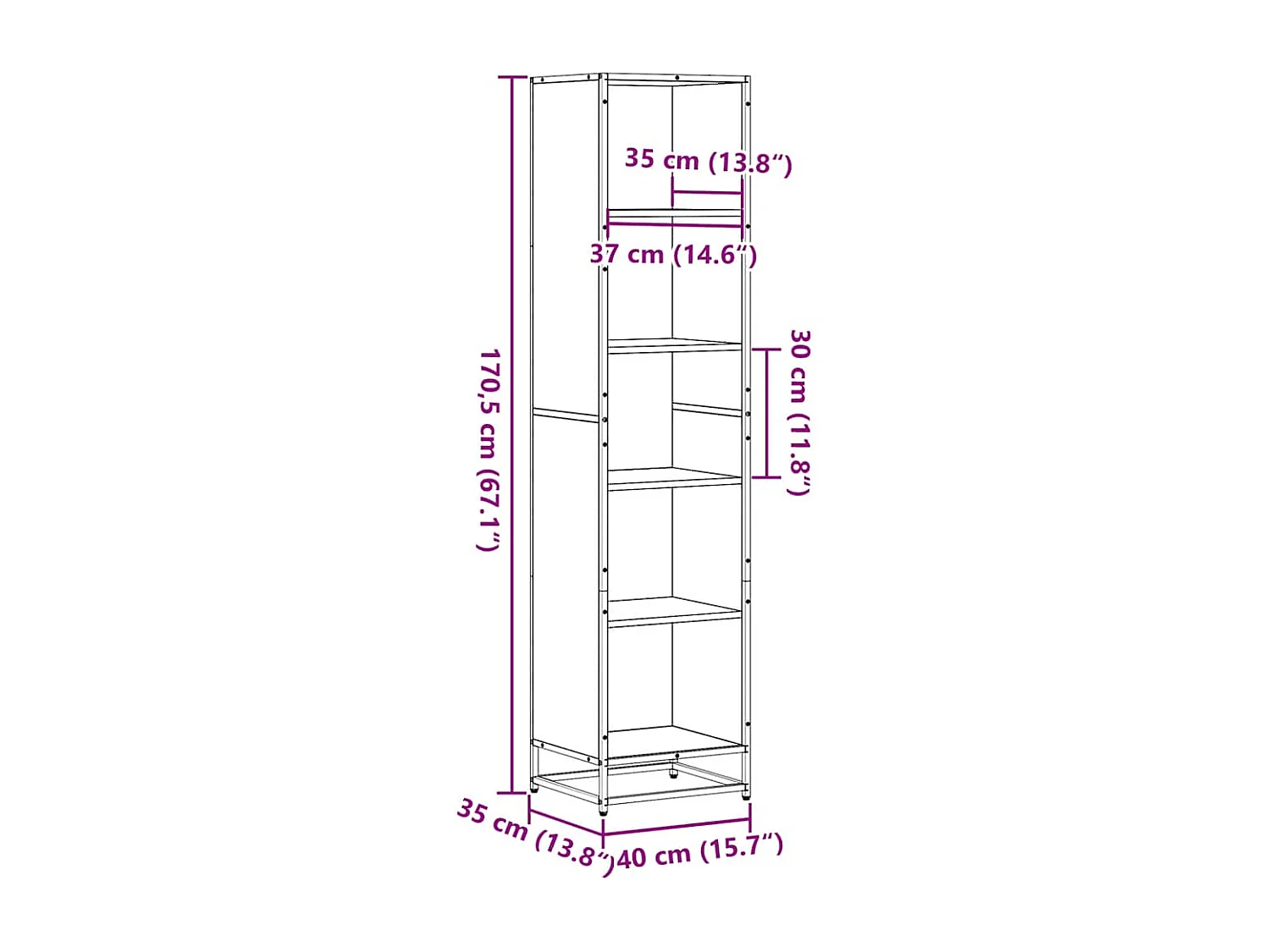 Boekenkast 40x35x170,5 cm bewerkt hout sonoma eikenkleurig