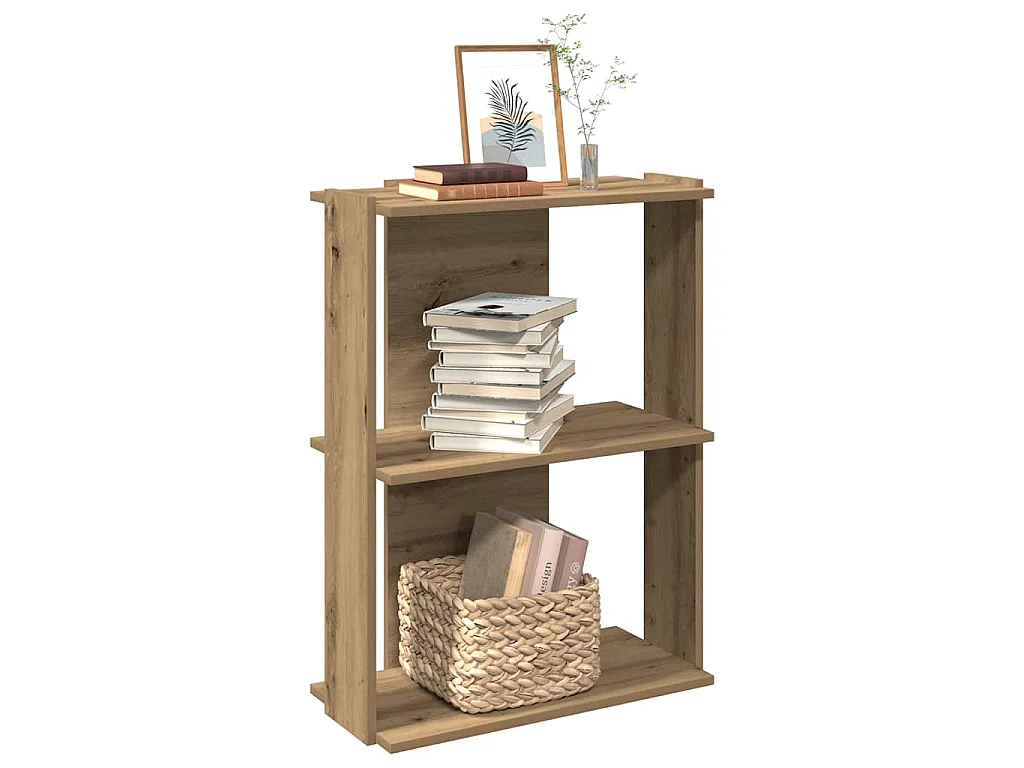Libreria a 3 Ripiani Rovere 60x30x80 cm Legno Multistrato