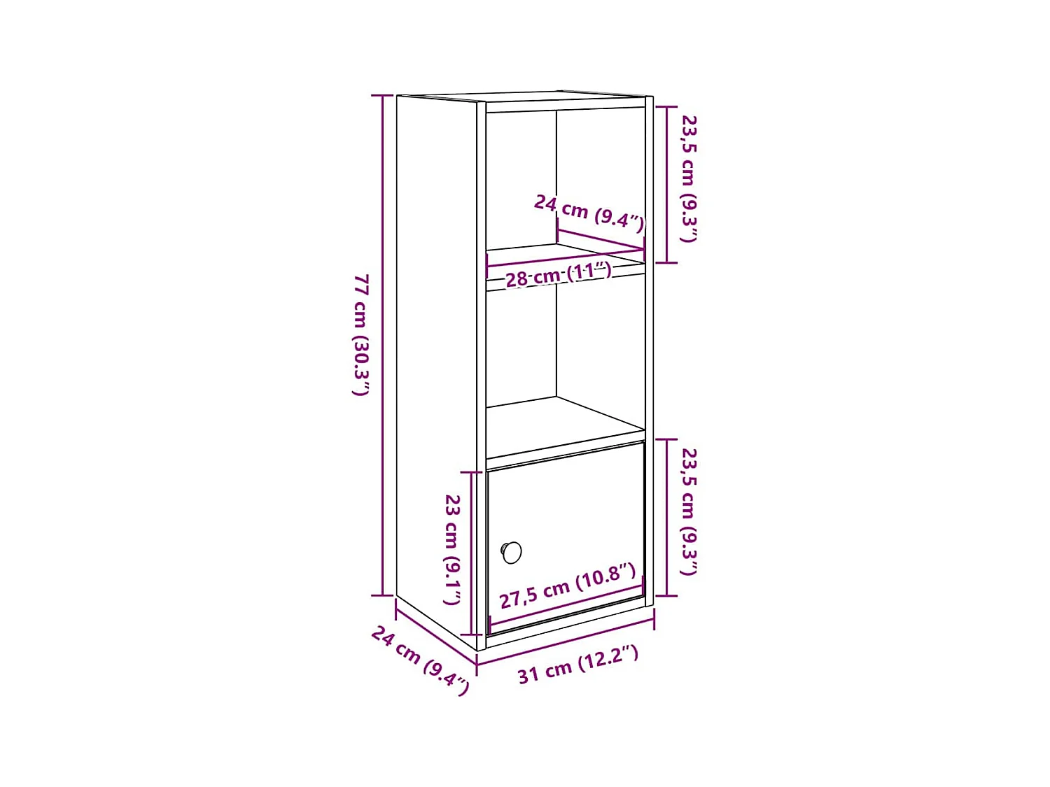 Bücherregal Weiß 31x24x77 cm Holzwerkstoff