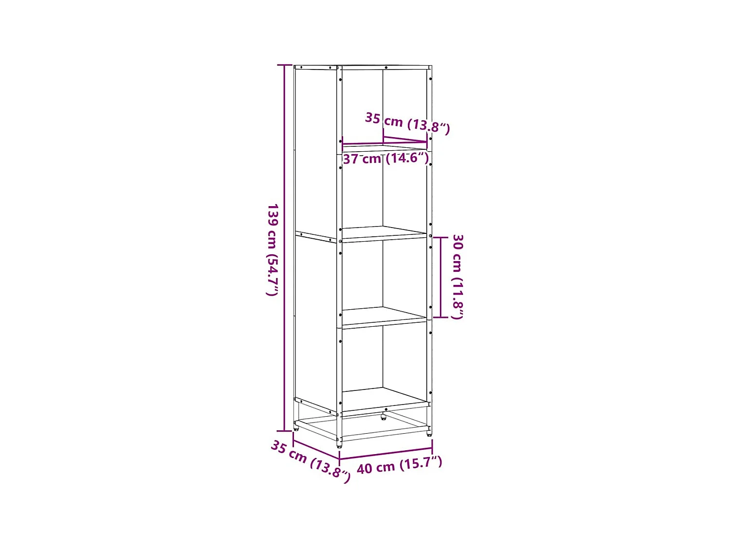 Bücherregal Schwarz 40x35x139 cm Holzwerkstoff