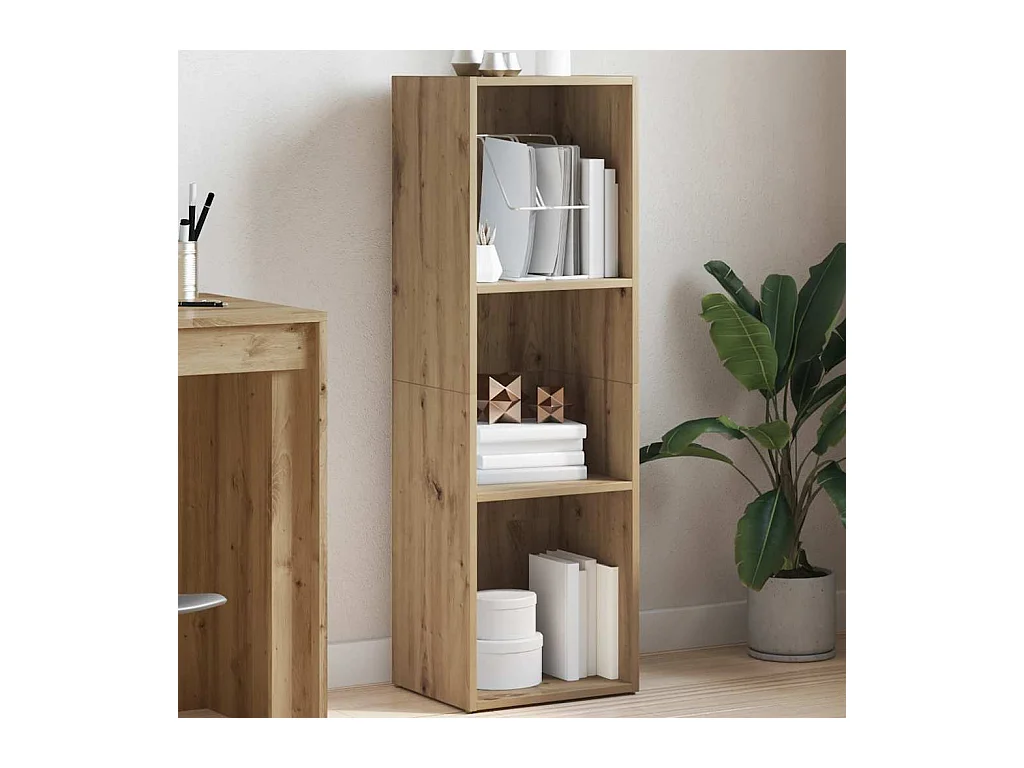 Boekenkast 36x30x114 cm bewerkt hout artisanaal eikenkleur