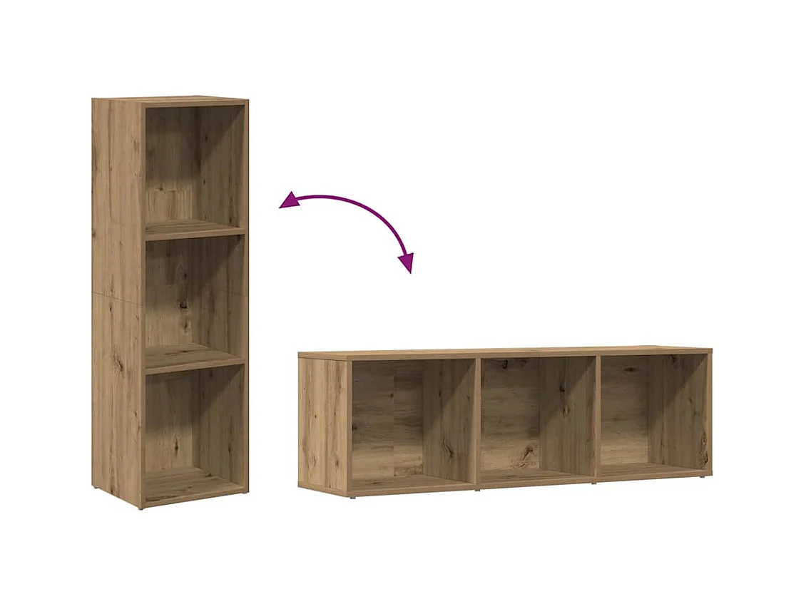 Boekenkast 36x30x114 cm bewerkt hout artisanaal eikenkleur