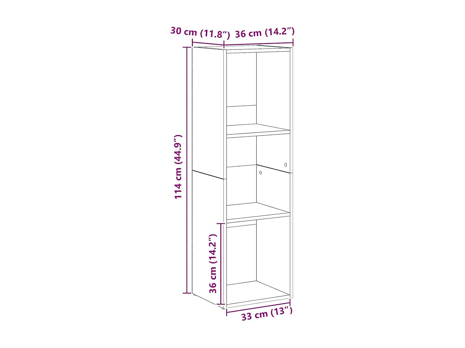 Libreria Rovere Artigianale 36x30x114 cm in Legno Multistrato