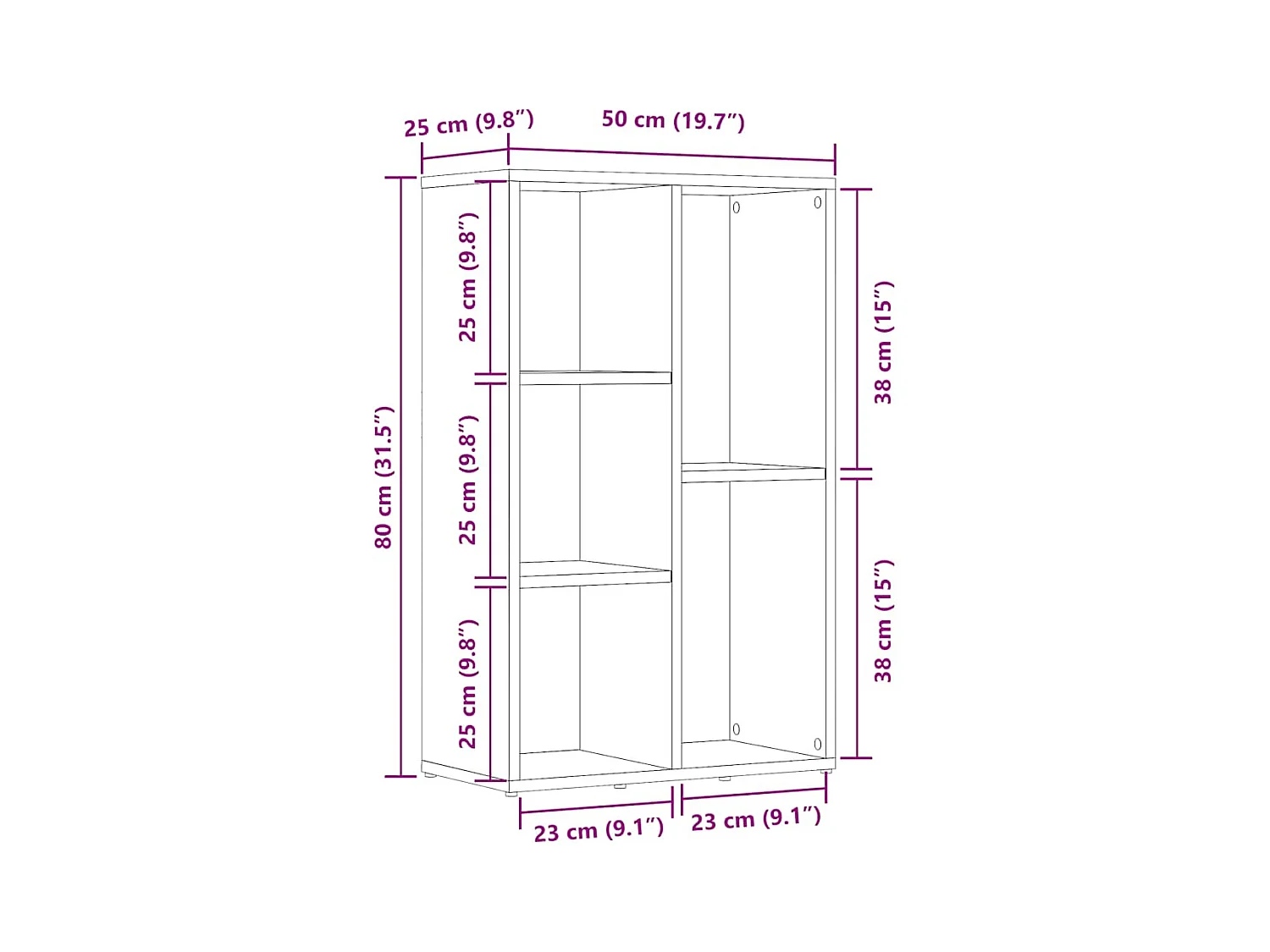 Estante 50x25x80 cm derivados de madeira madeira velha