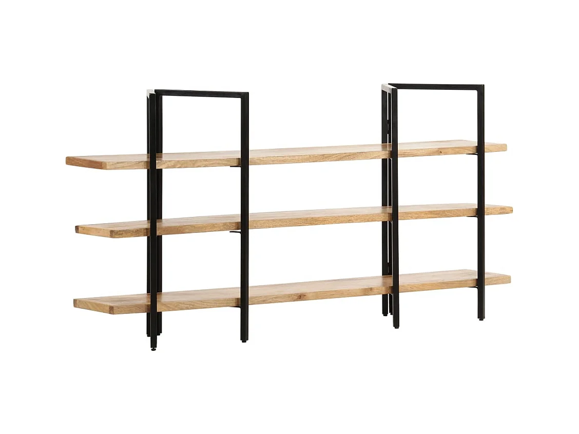 Libreria a 3 Livelli 160x31x80 cm in Legno Massello di Mango