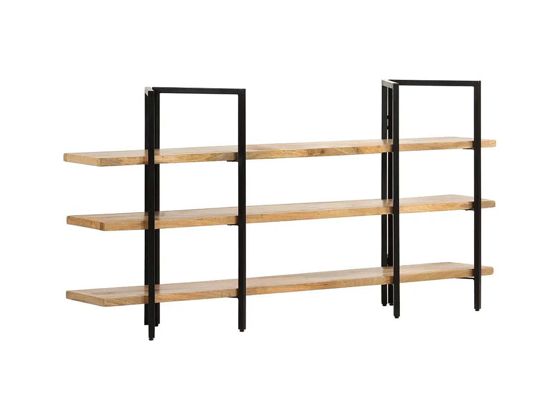 Libreria a 3 Livelli 160x31x80 cm in Legno Massello di Mango