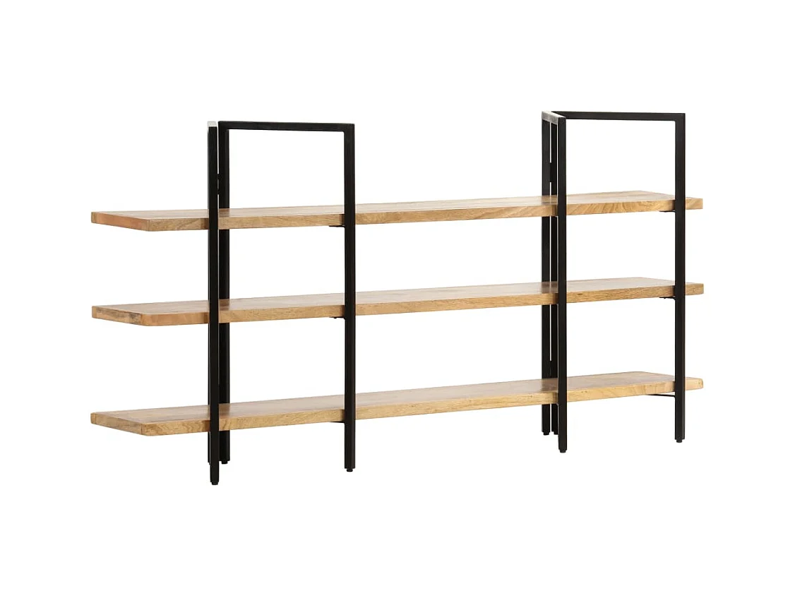 Libreria a 3 Livelli 160x31x80 cm in Legno Massello di Mango