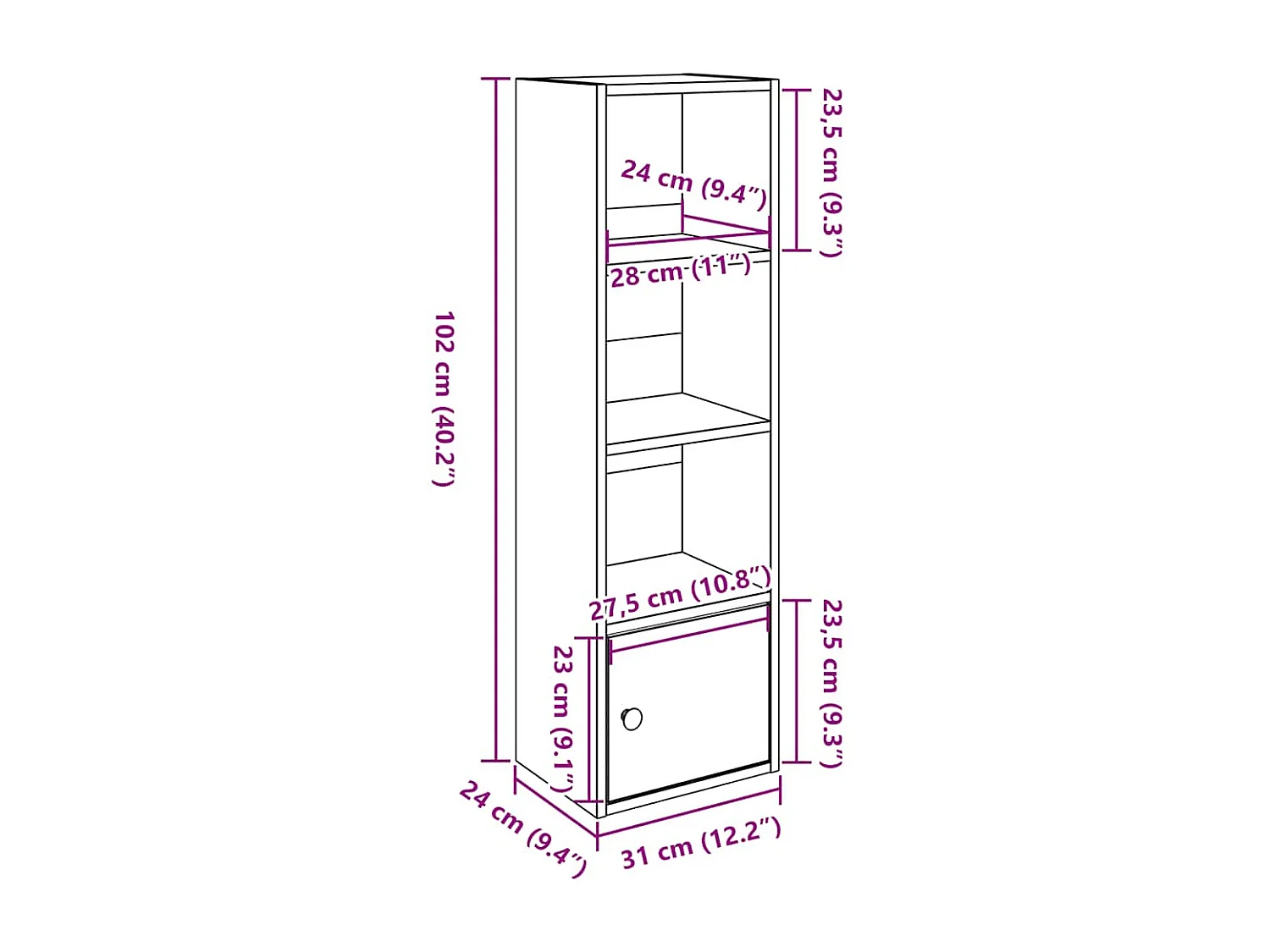 Bücherregal Grau Sonoma 31x24x102 cm Holzwerkstoff