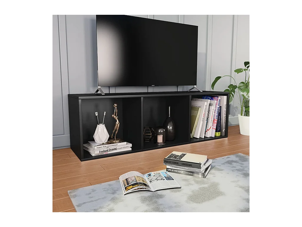 Bibliothèque/Meuble TV noir 36x30x114 cm bois d'ingénierie