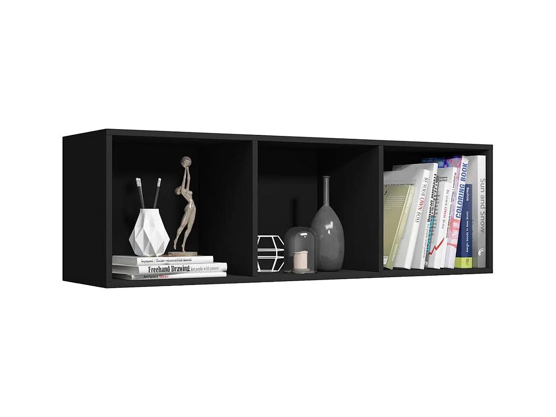 Bibliothèque/Meuble TV noir 36x30x114 cm bois d'ingénierie