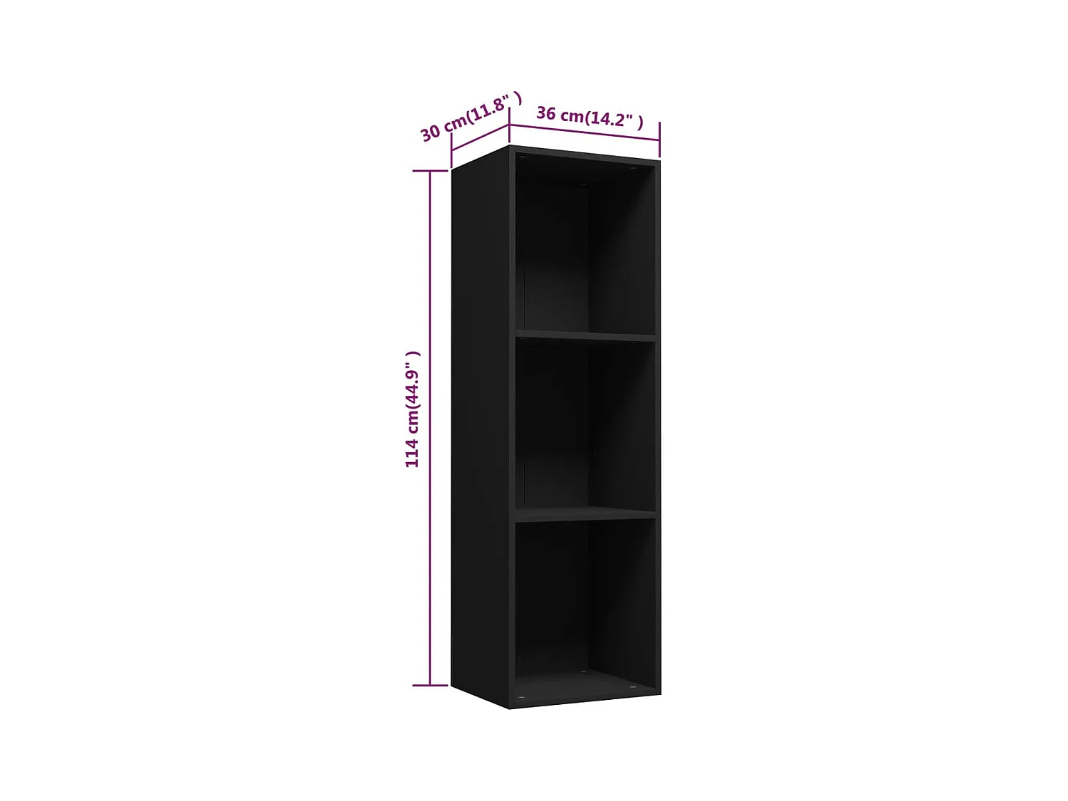 Bücherregal/TV-Schrank Schwarz 36x30x114 cm Holzwerkstoff