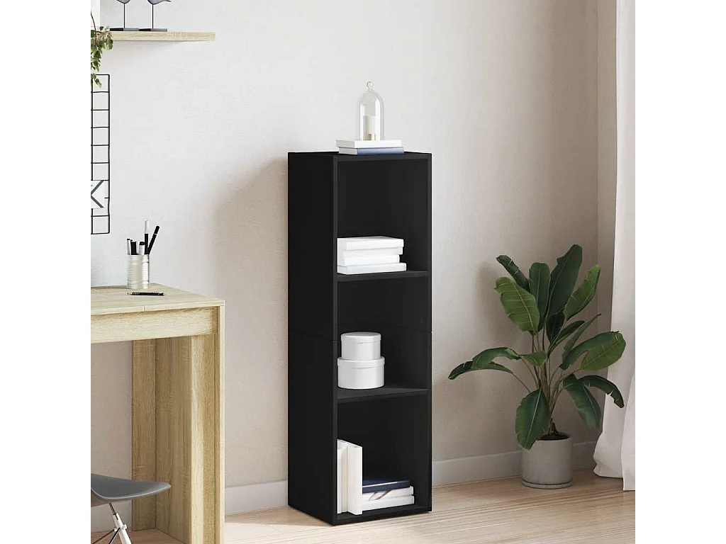Boekenkast/tv-meubel 36x30x114 cm bewerkt hout zwart