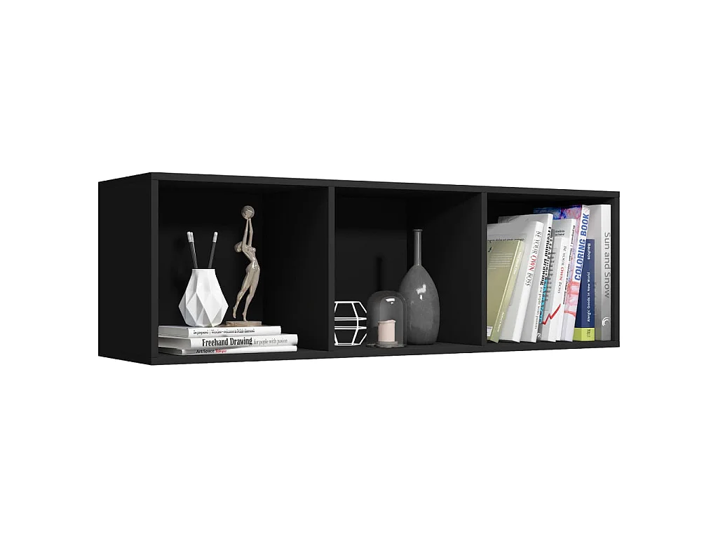 Boekenkast/tv-meubel 36x30x114 cm bewerkt hout zwart