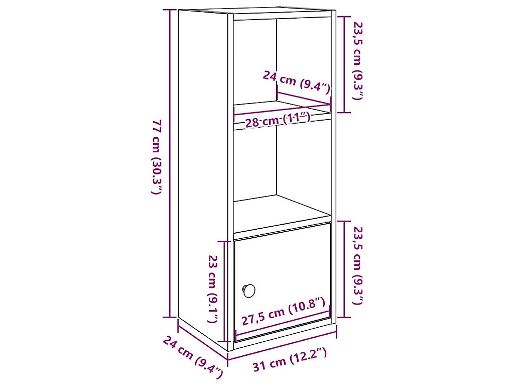 Boekenkast 31x24x77 cm bewerkt hout grijs sonoma eikenkleurig